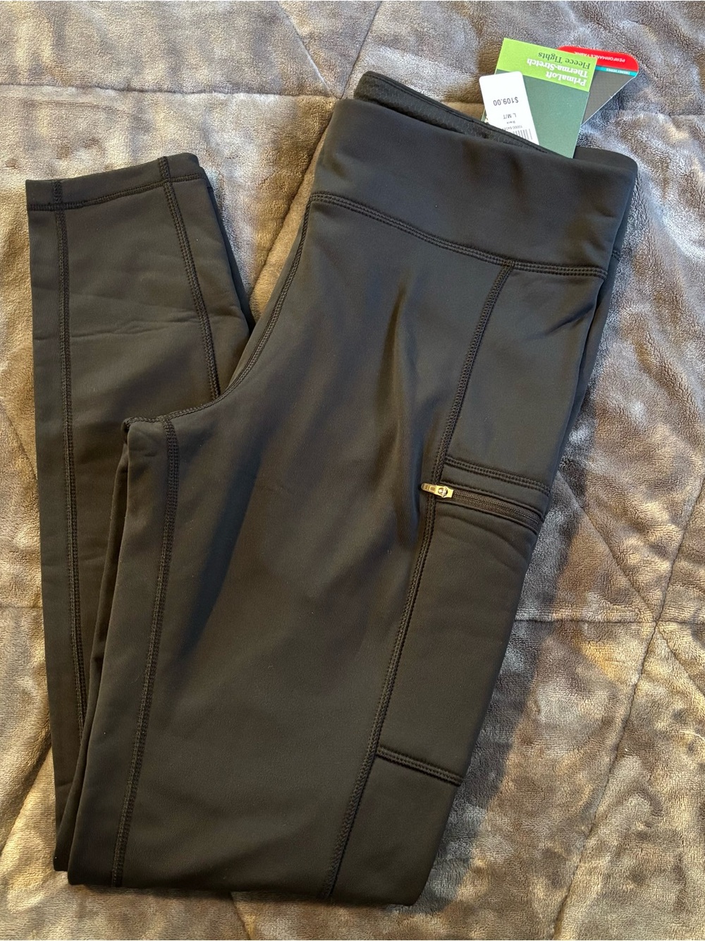 L.L.Bean PrimaLoft Therma-Stretch Fleece Leggings Black Women’s L Tall New